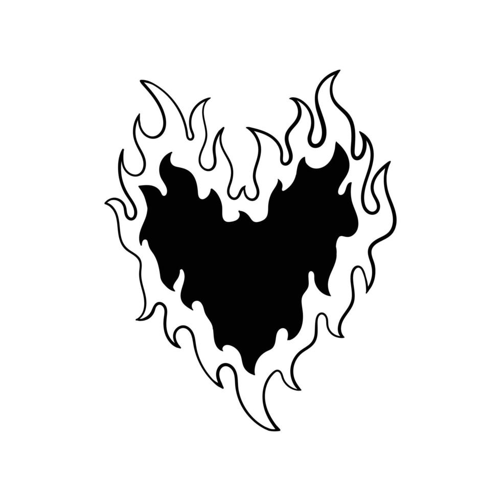 hand drawn illustration love fire for tattoos, stickers, etc free vector