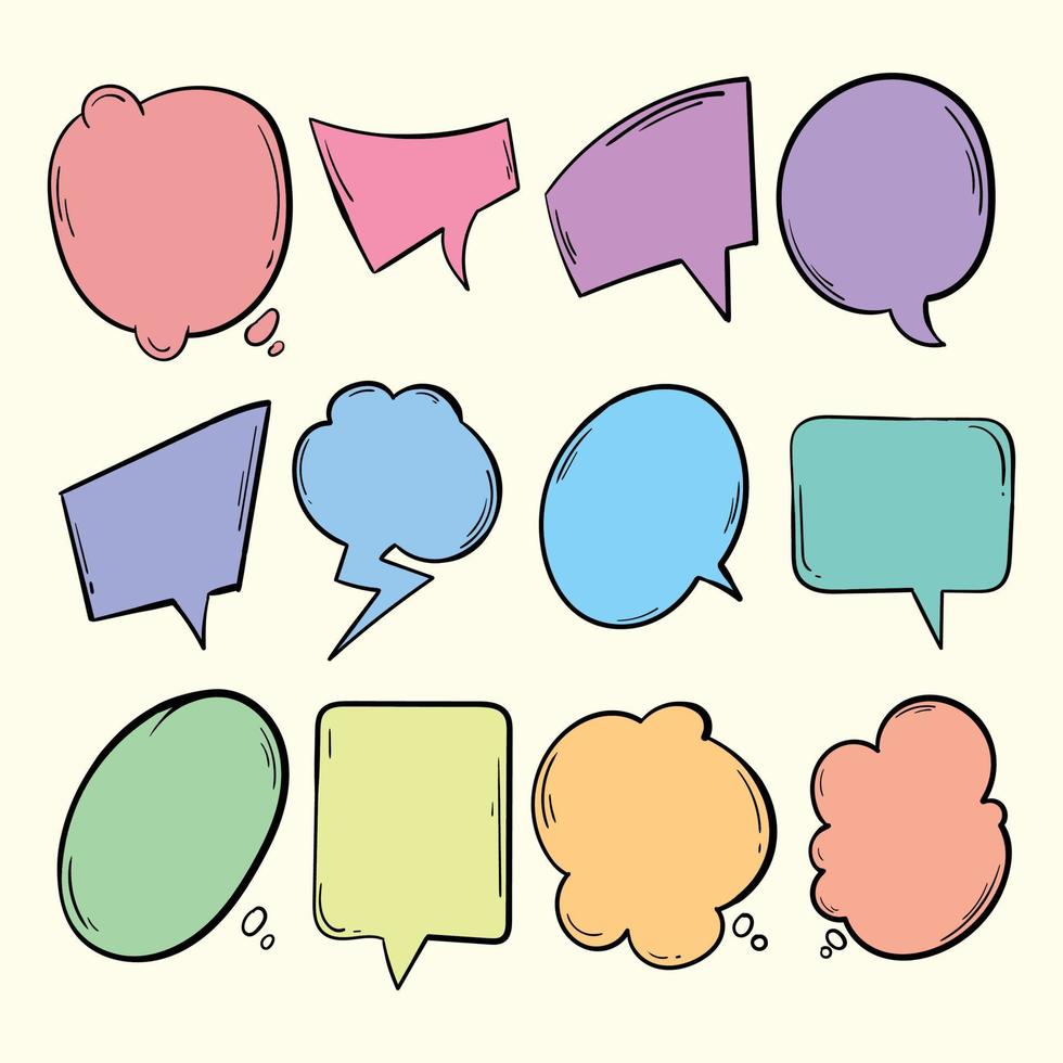 colección colorido doodle burbujas de discurso vector libre