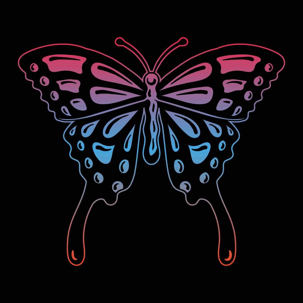 mariposa colorida estilo dibujado a mano para pegatinas de tatuajes, etc. vector libre