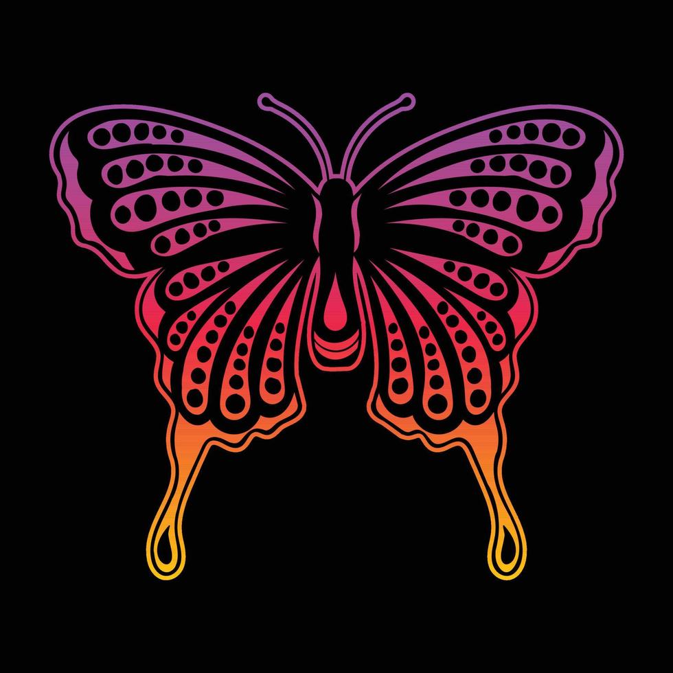 mariposa colorida estilo dibujado a mano para pegatinas de tatuajes, etc. vector libre