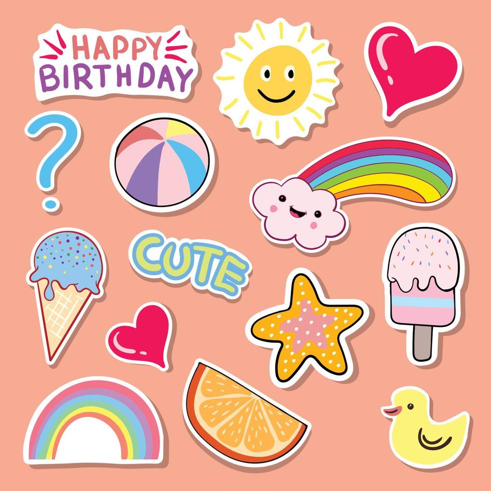 cute sticker collection for kids free vector 5644316 Vector Art at