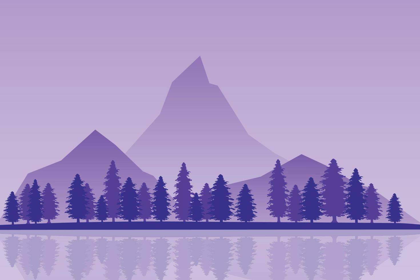 paisaje montaña bosque y lago. vector premium