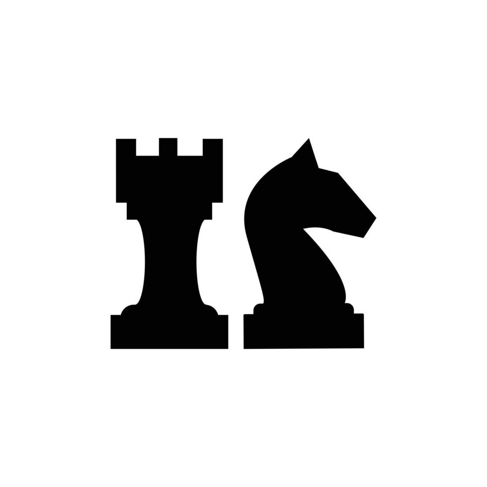 chess game strategy knight with queen silhouette vector