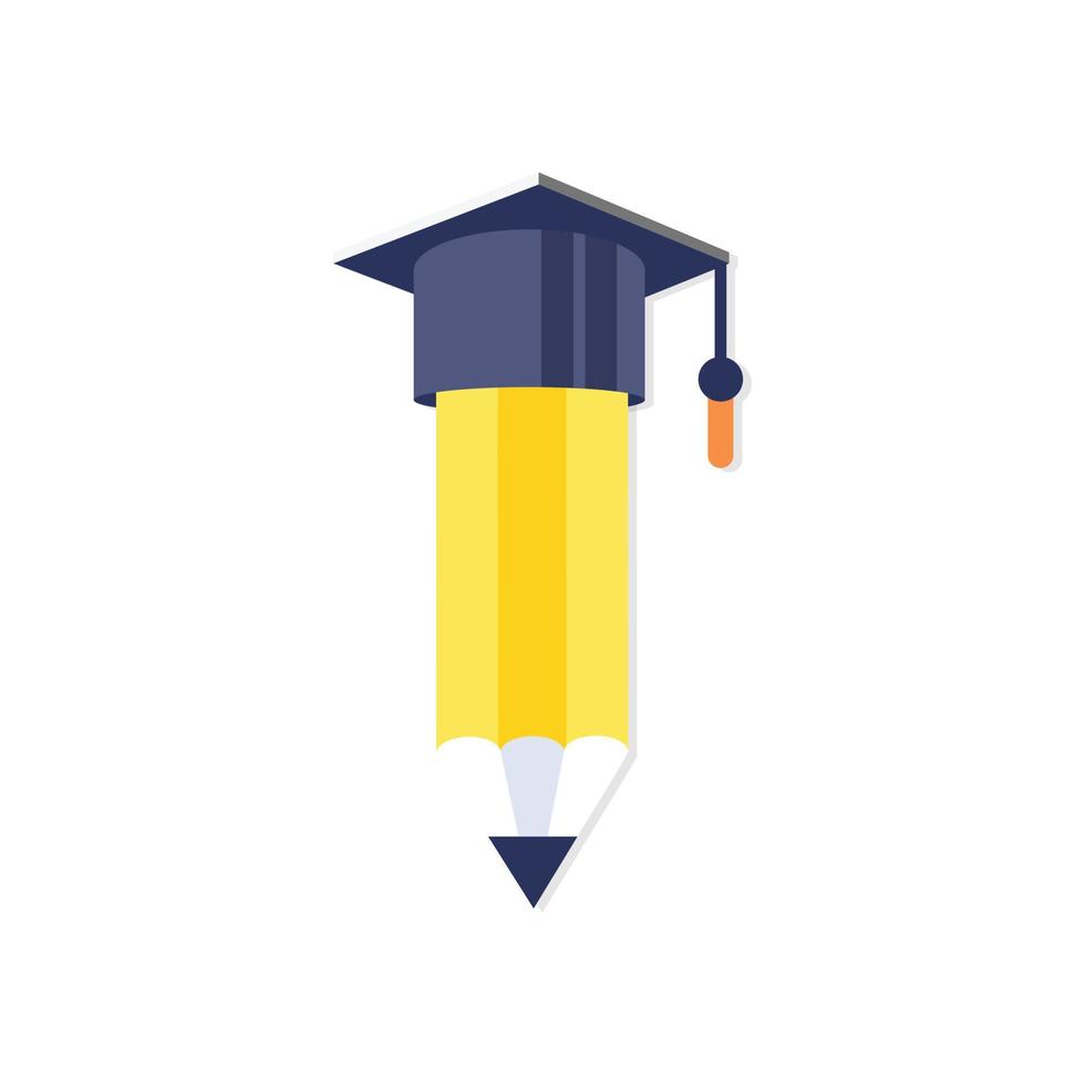 realistic colourful pencil with graduation cap vector