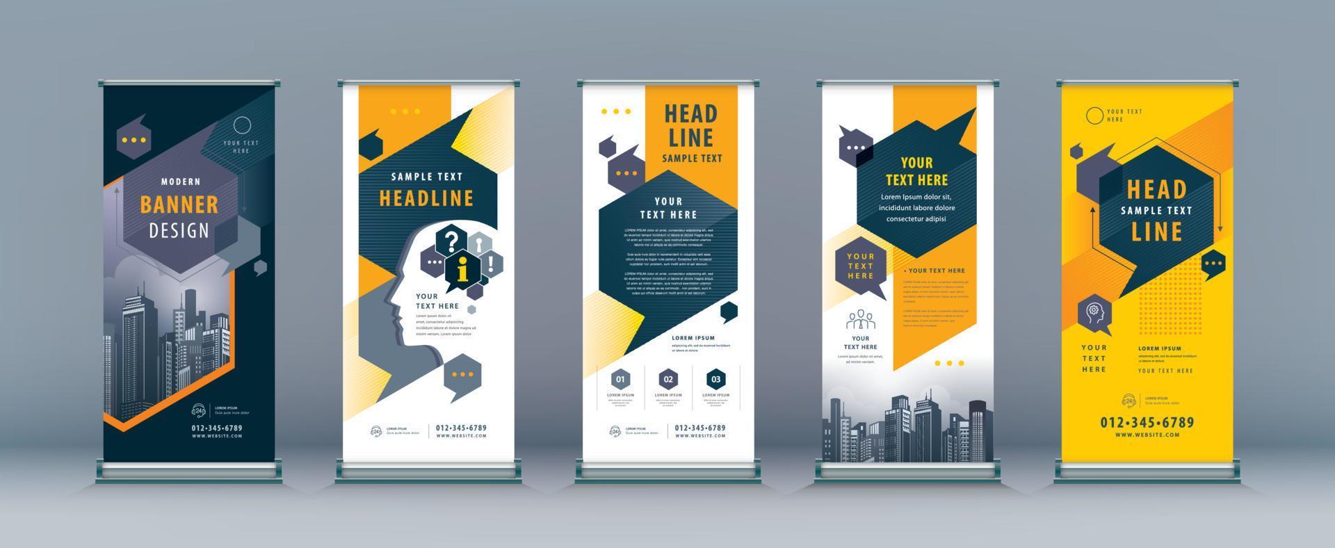 Business Roll Up Set. Speech bubble Standee Banner Template Design vector