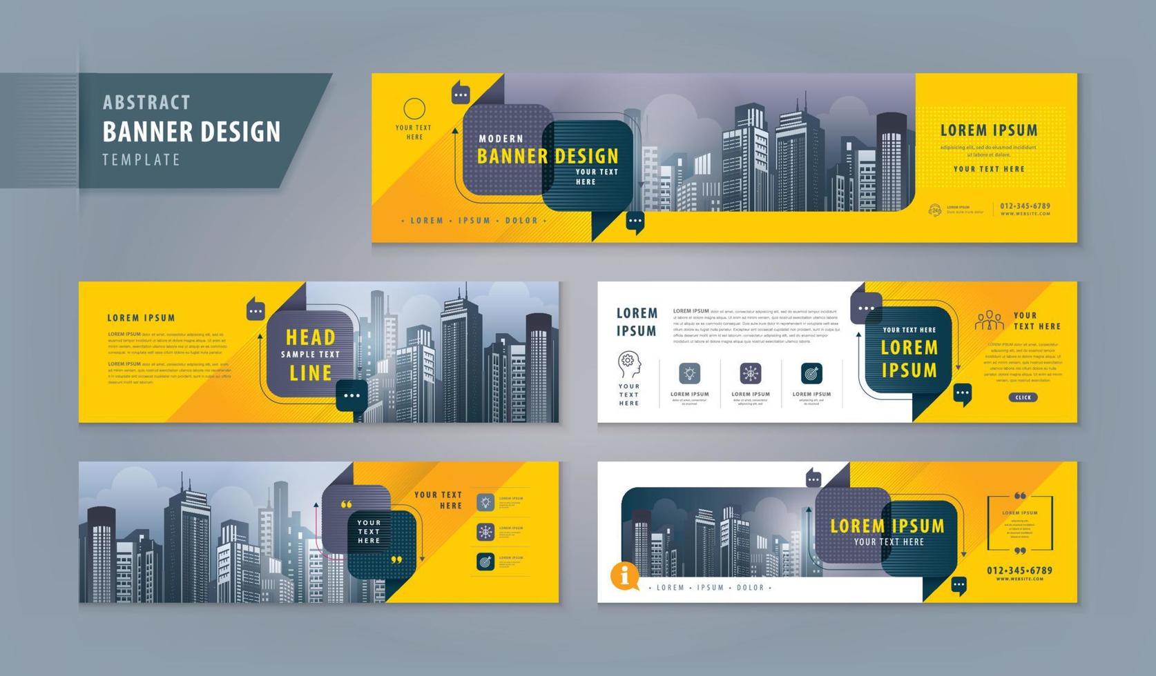 Modern Cover header banner, web template design Set, Horizontal header web banner. vector