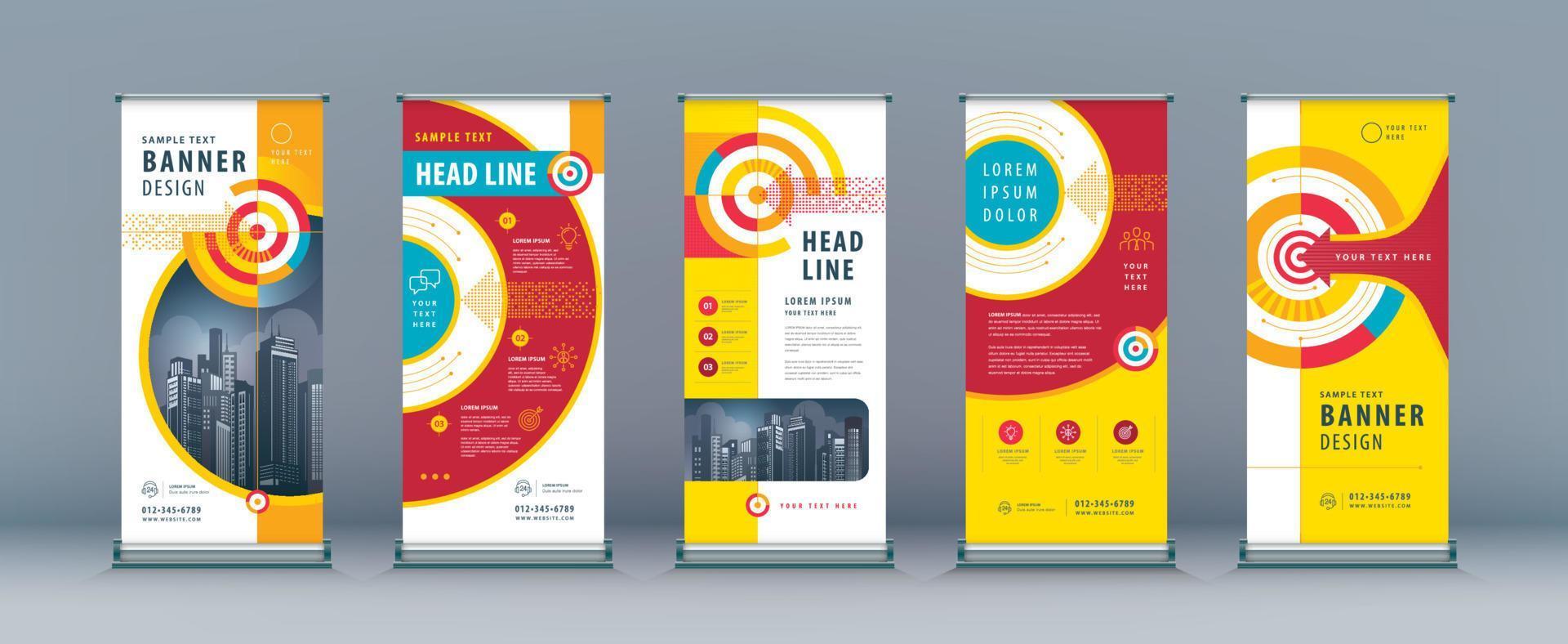 Target and Arrow Business Roll Up Set. Standee Banner Template Design. vector