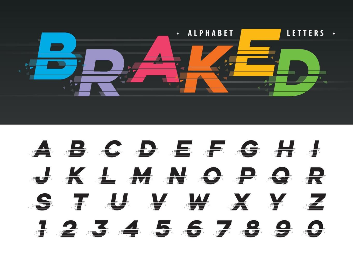 vector de letras del alfabeto cursiva moderno de falla, fuentes redondeadas estilizadas lineales gruesas, letras cursivas configuradas para futurista