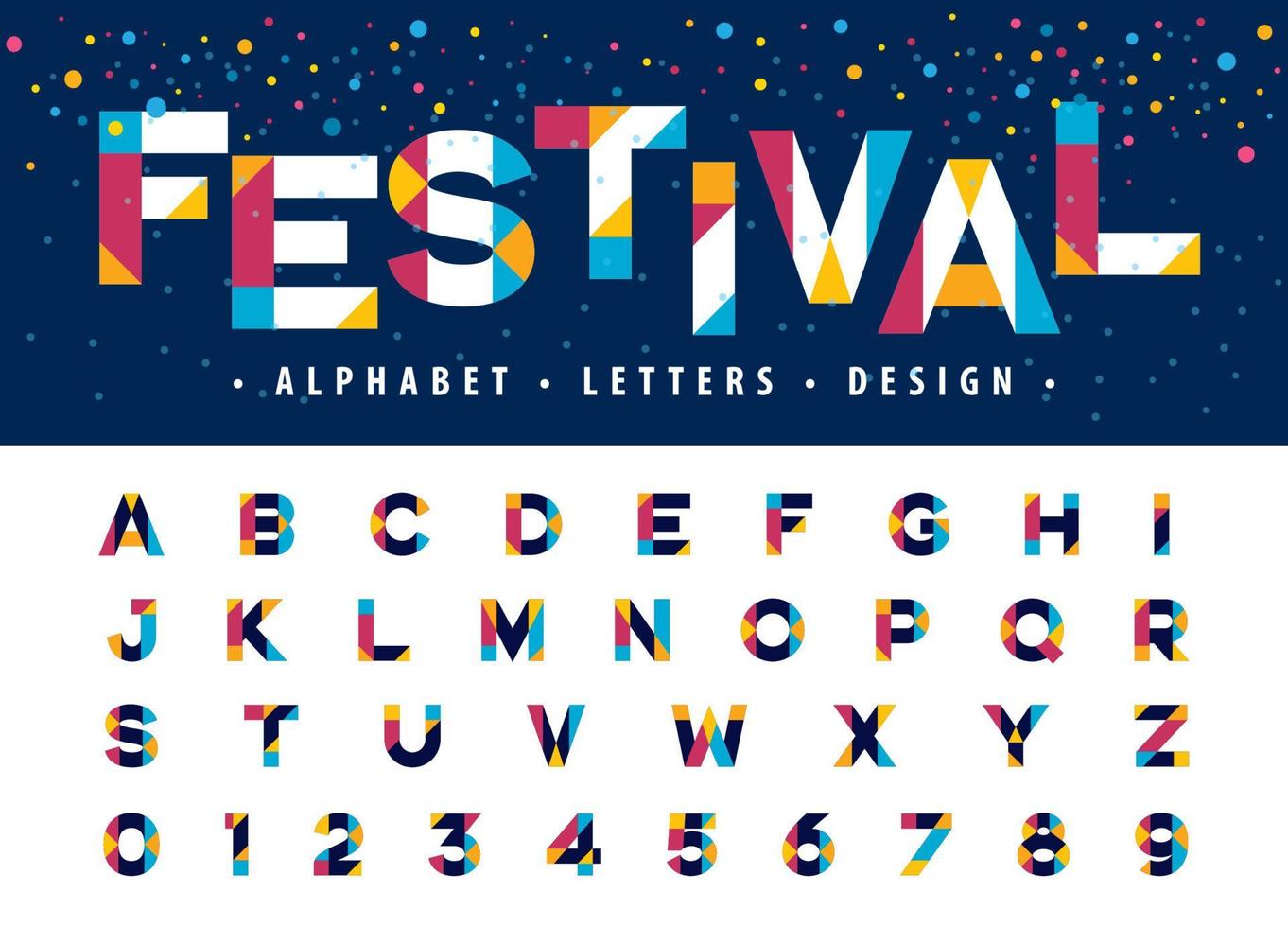 Modern Colorful Triangle Letter font Vector, Geometric Alphabet Letters and numbers vector
