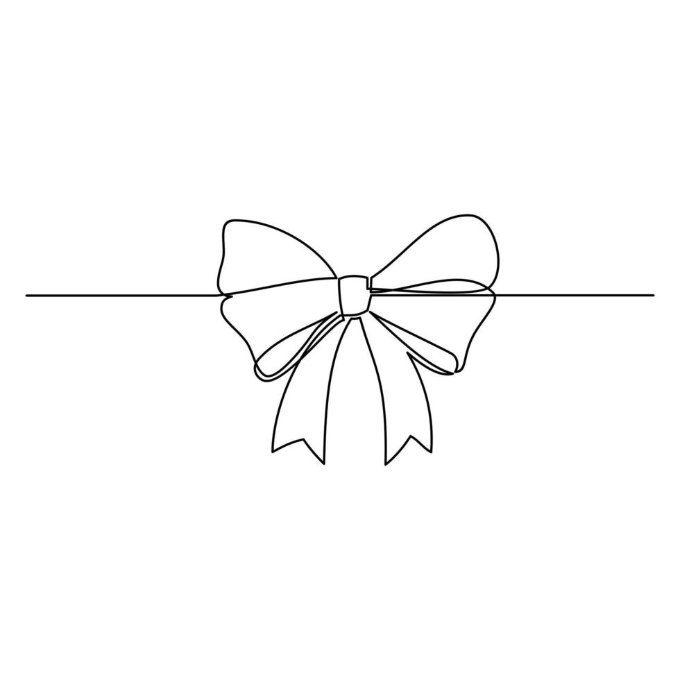 Line drawing of gift ribbon bow on white background. Templates for your designs. Vector illustration.