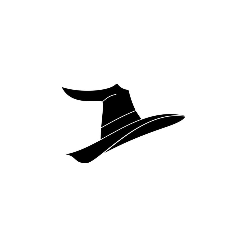 Witch hat graphic icon. Black hat sign isolated on white background. Vector illustration