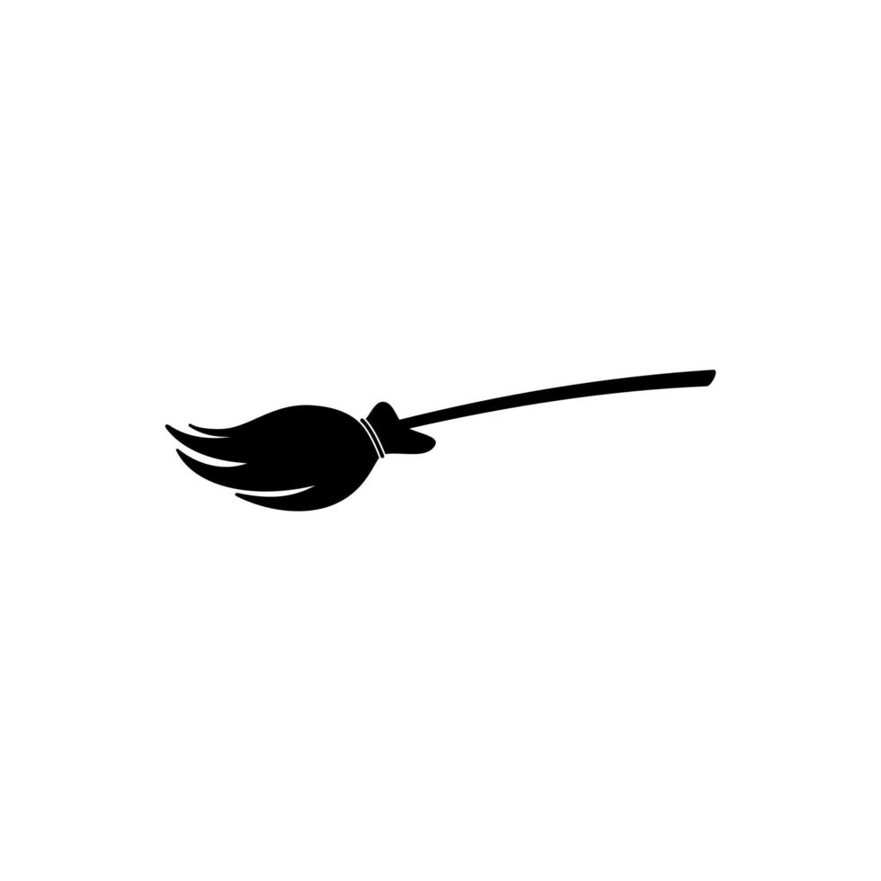 Flying broom icon isolated on white background. Witch Broom. Magic and witchcraft logo. A magical item. Vector illustration.