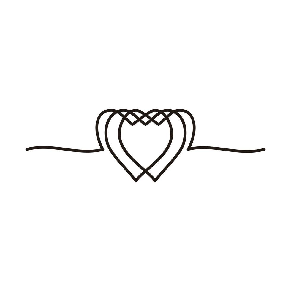 Continuous line drawing of love sign on white background. Drawing of one line romantic valentine love sign, tattoo art vector