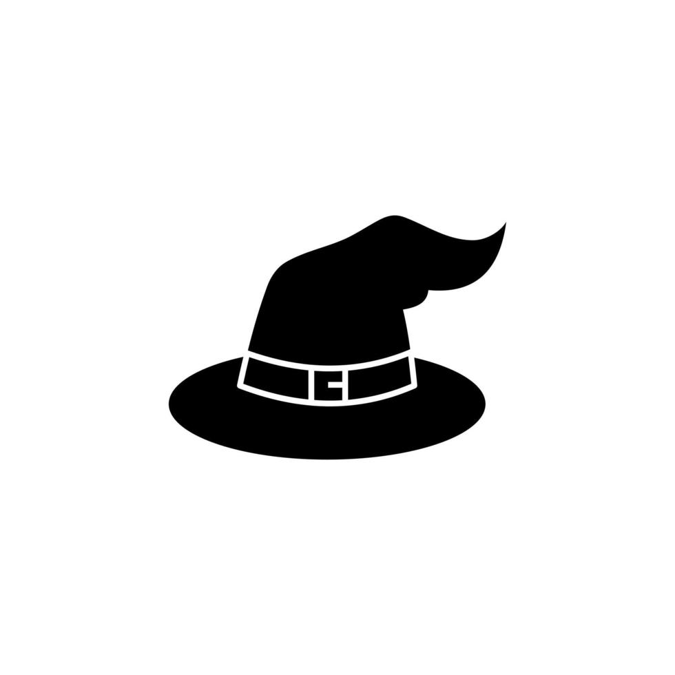 Witch hat graphic icon. Black hat sign isolated on white background. Vector illustration