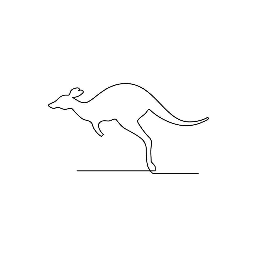 Single line drawing of a jumping kangaroo. Australian animal mascot concept for travel tourism campaign icon. Templates for your designs. Vector illustration