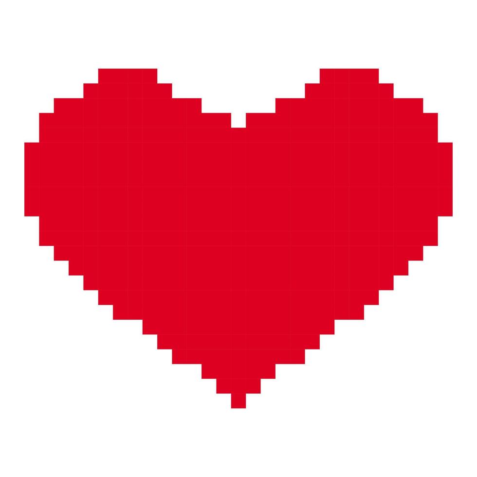 Red heart in pixel art style. 8 bit icon. Valentine's Day symbol. vector