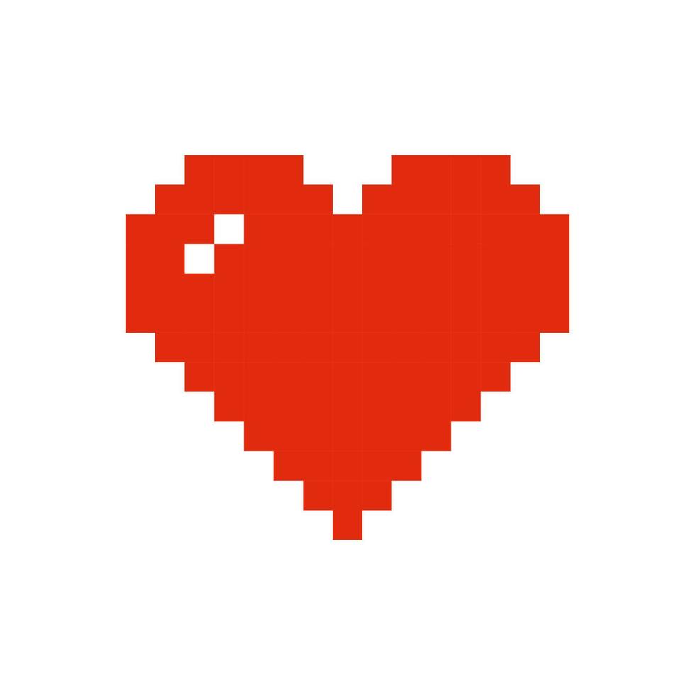 Red heart in pixel art style. 8 bit icon. Valentine's Day symbol. vector
