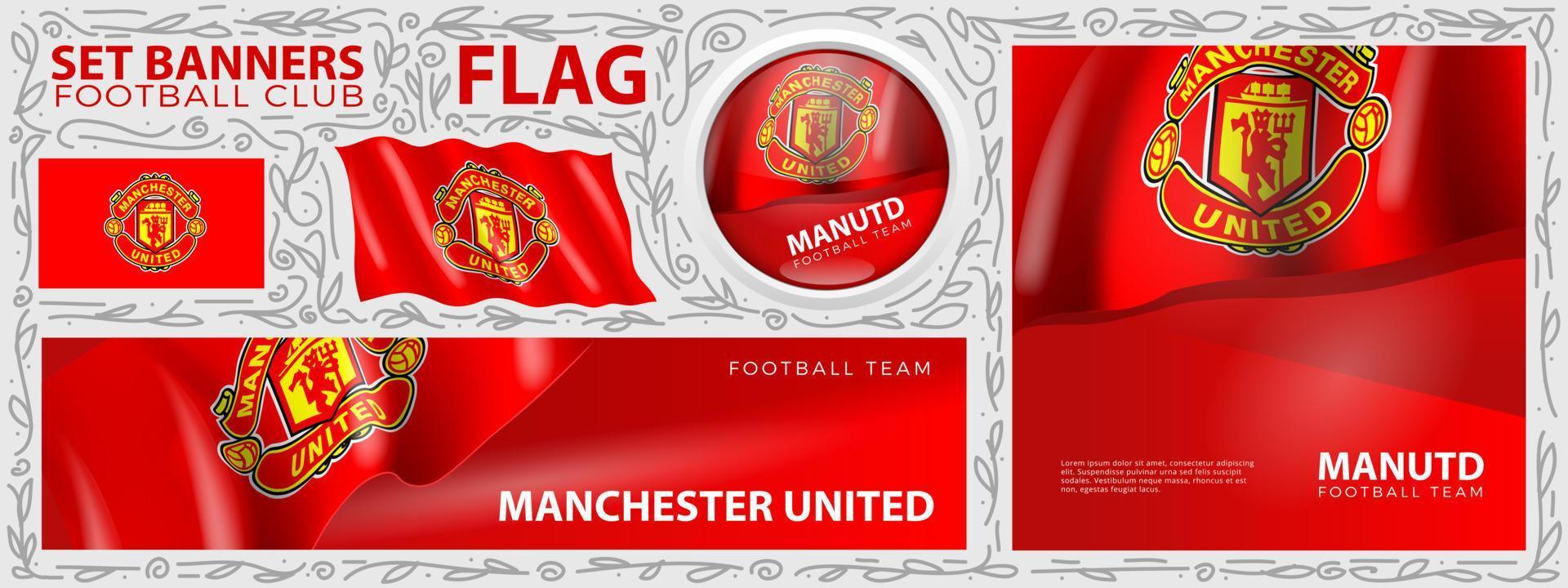 Manchester united flag. Set of Banners. Greeting card, Banner, Flyer design vector