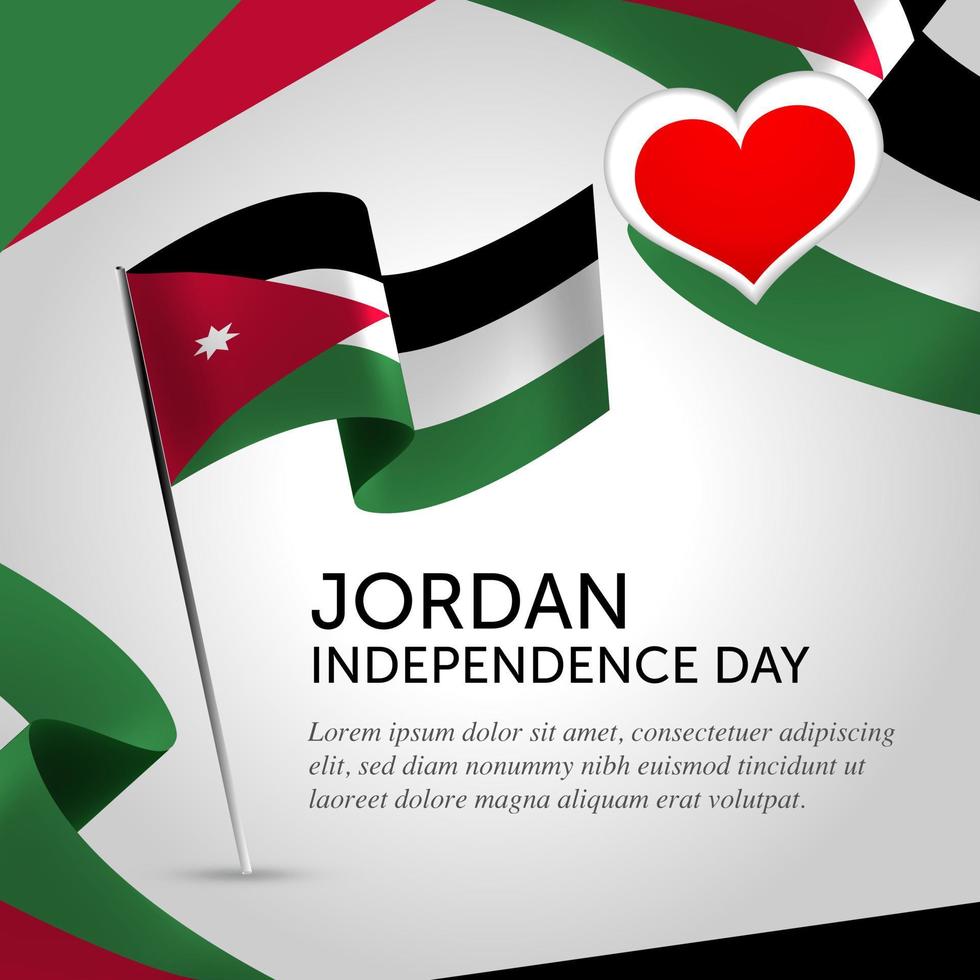 Jordan Independence Day Celebration. Banner, Greeting card, Flyer design. Poster Template Design vector