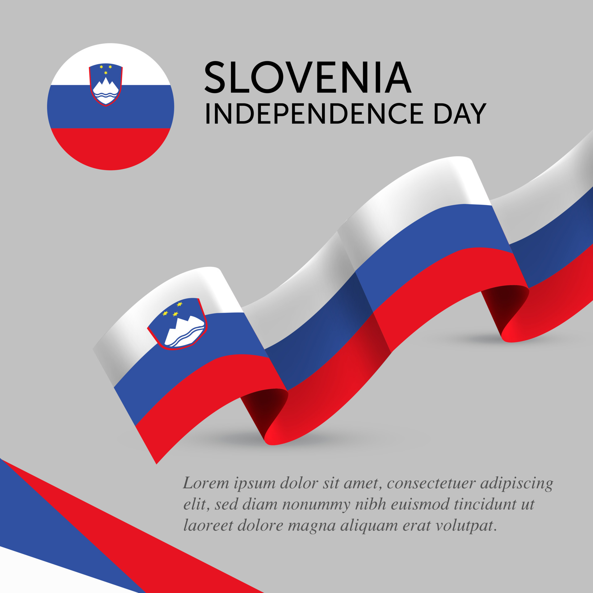 Slovenian Independence Day Celebration. Banner, Greeting card, Flyer 