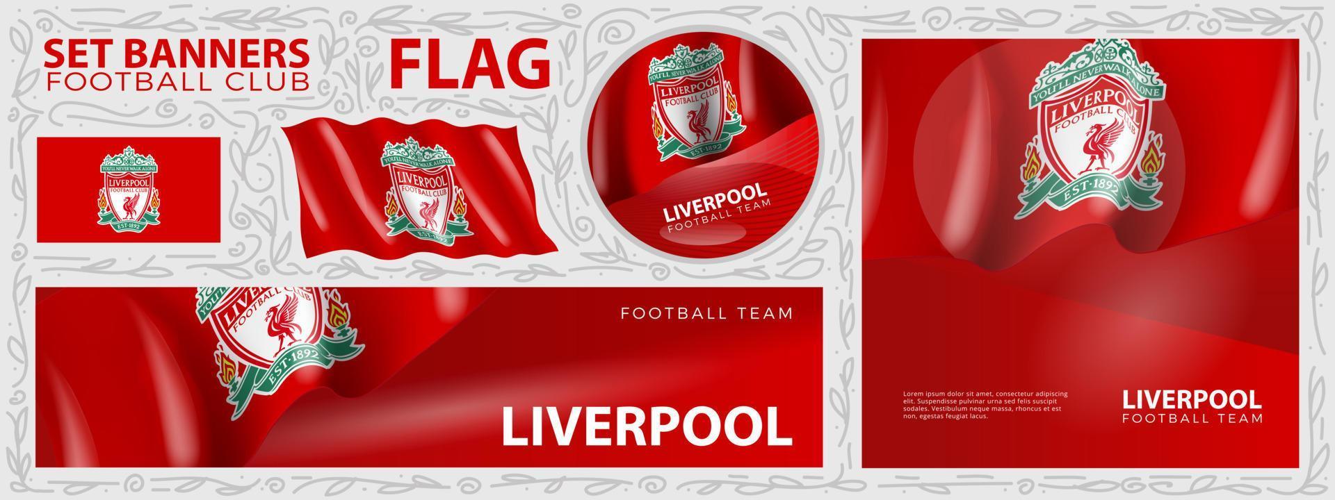 Liverpool flag. Set of Banners. Greeting card, Banner, Flyer design vector