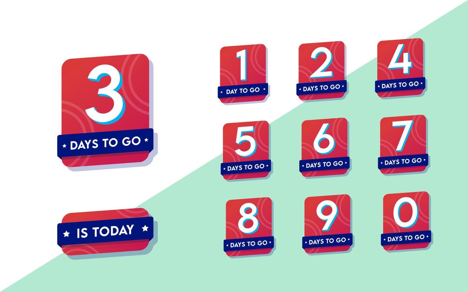 Flat design days to go numbers. For print or web. vector