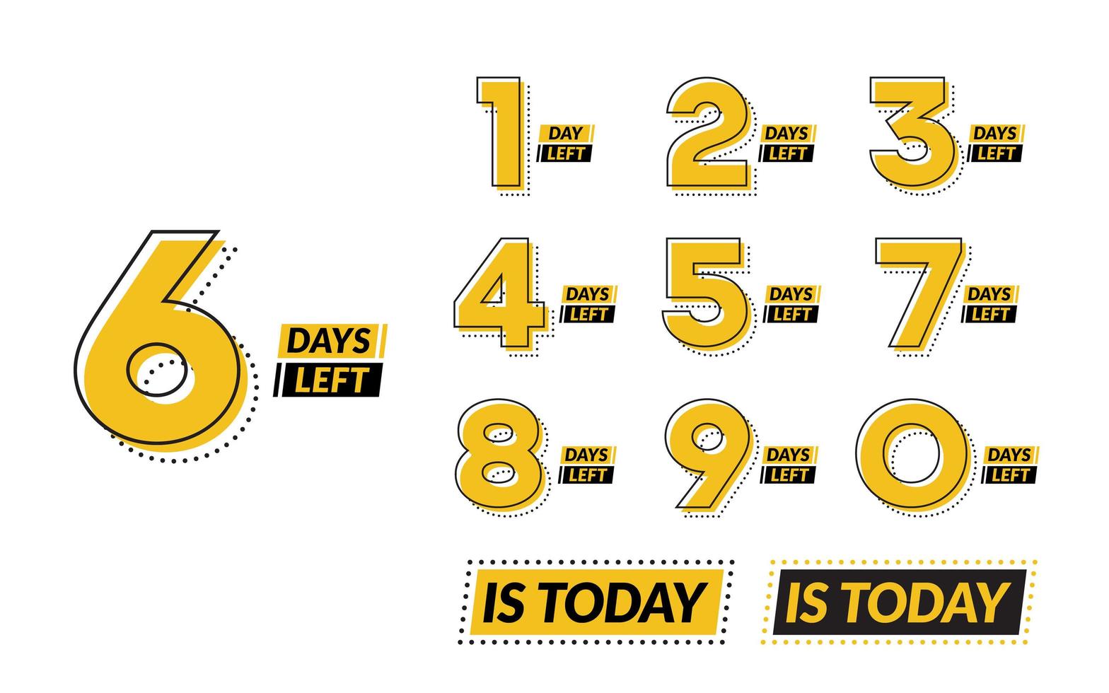 Los días modernos dejaron números. diseño de líneas y puntos. para impresión o web. vector