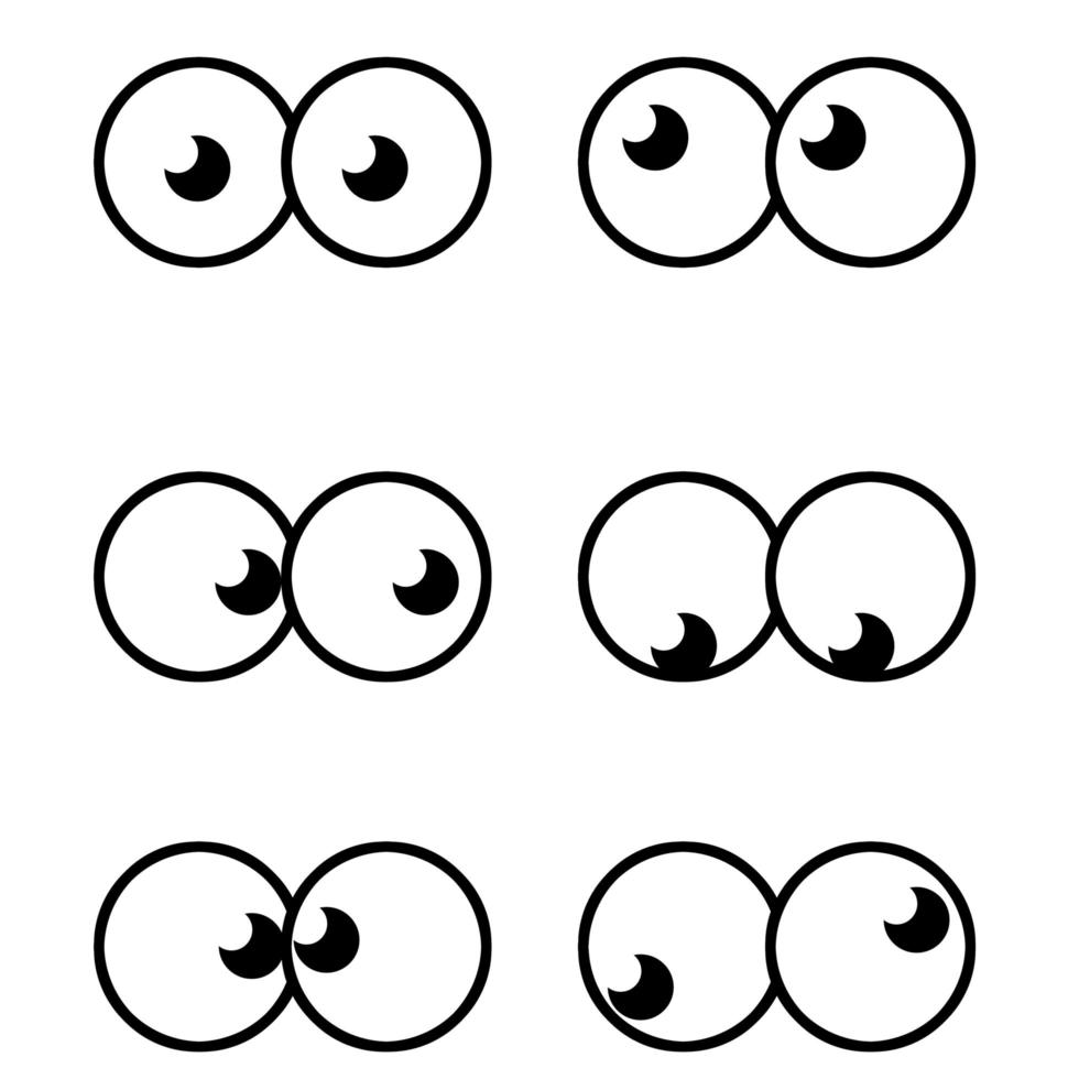 conjunto de ojos cómicos con diferentes expresiones de emociones. vector