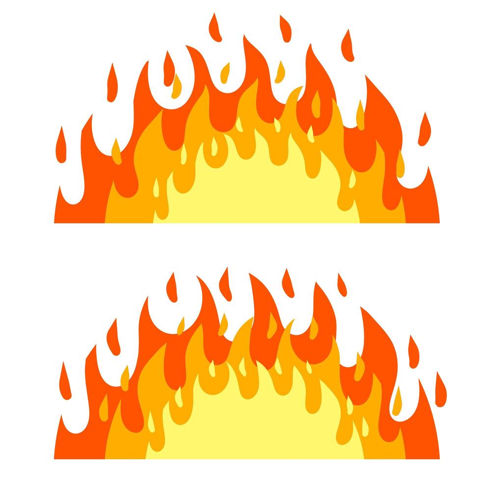 Red flame set. Fire element. vector