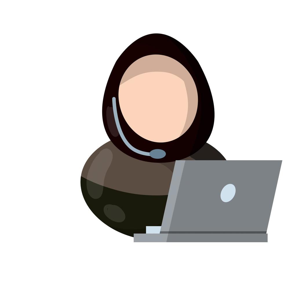 Woman in support Service. Call and talk. Flat icon Modern assistant. vector