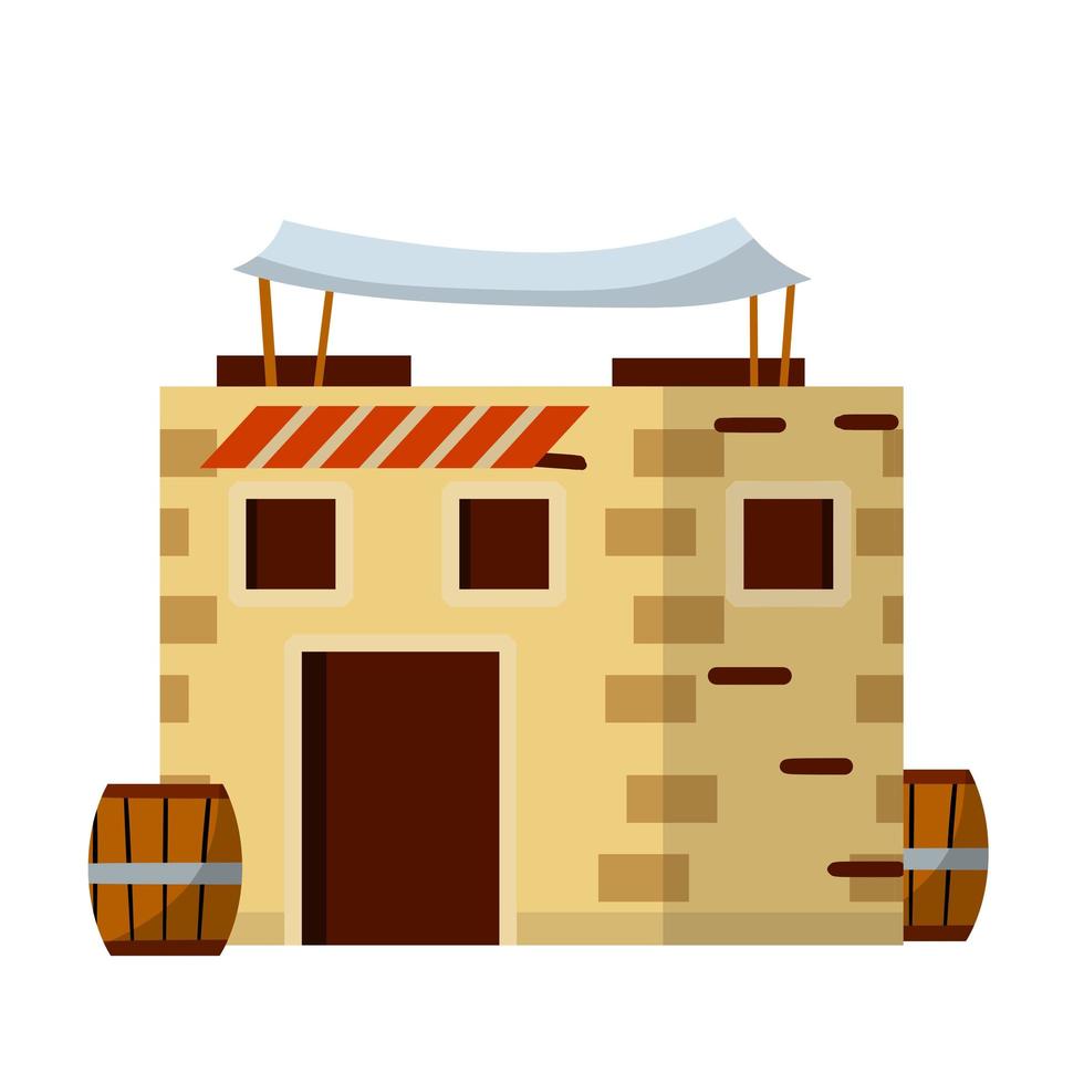 Arab house. Medieval stone building vector