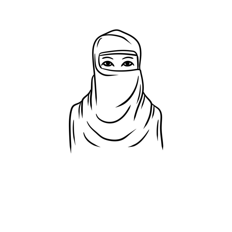 Arab woman in hijab. National Oriental clothing. Headscarf on head. vector