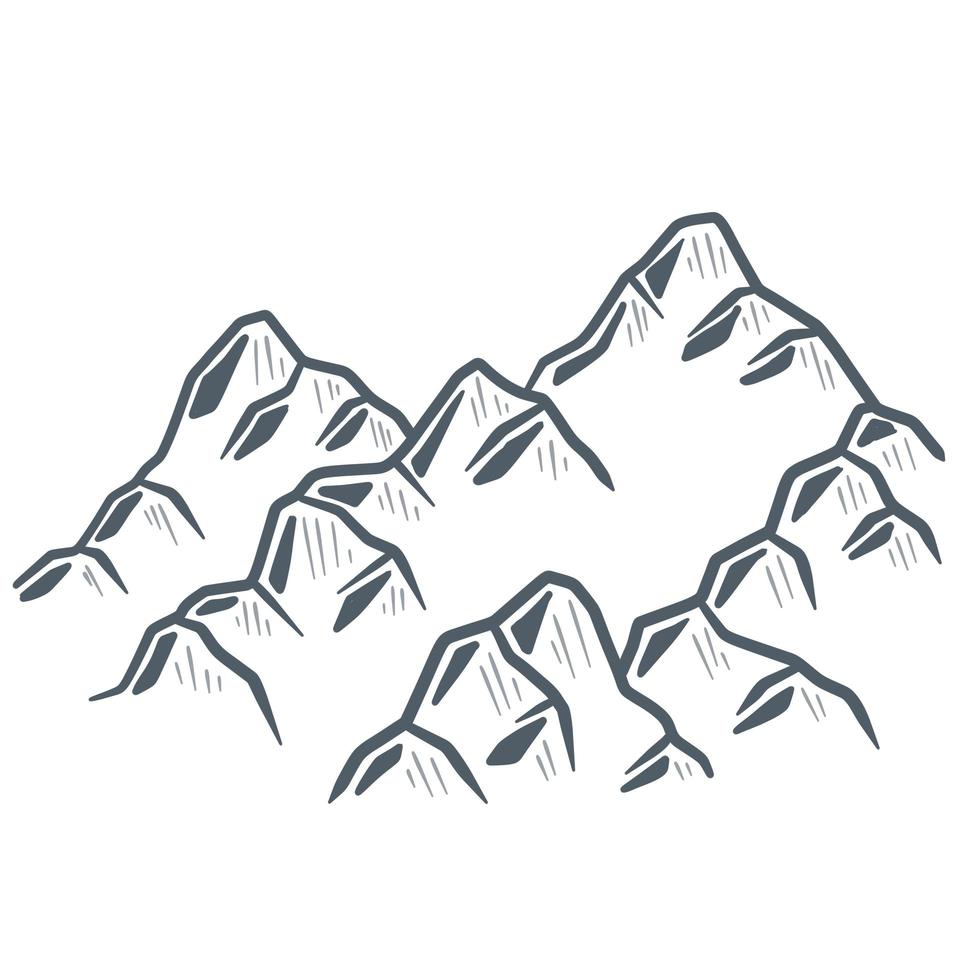 High snow white mountains. Hand-drawn sketch illustration. vector