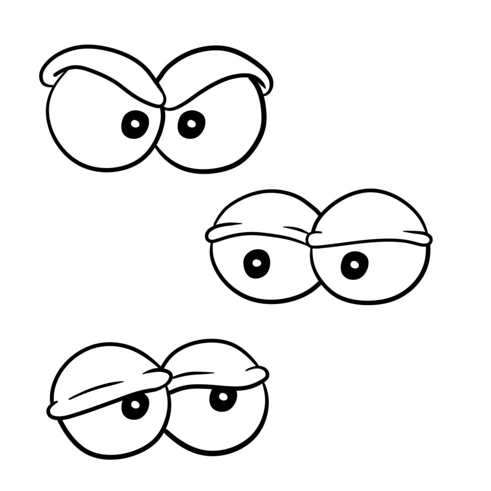 Set of comic eyes. Different emotions isolated on white vector