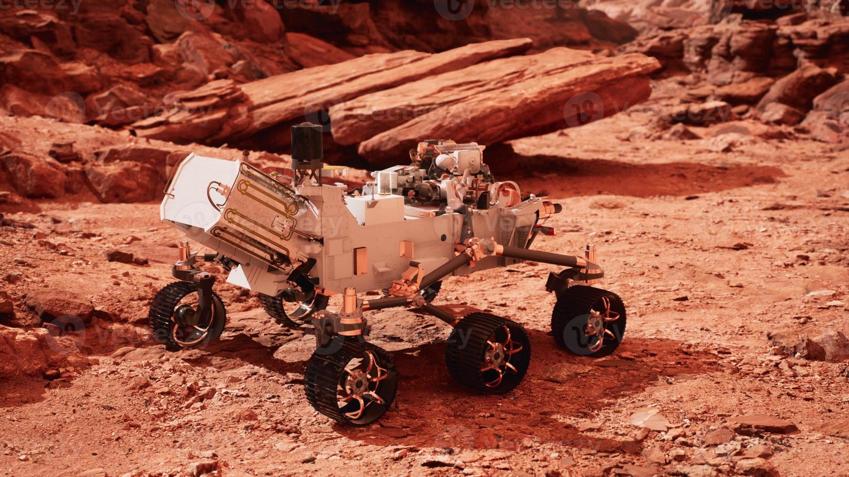 Mars Rover Perseverance exploring the red planet. Elements furnished by NASA. photo
