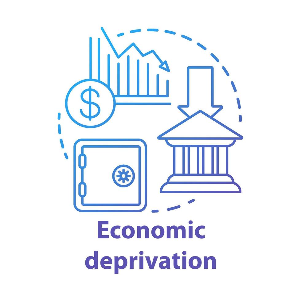 Economic deprivation concept icon. Poverty, financial loss, money lack. Thin line illustration. Financial crisis. Stock market crash, decline. Bankruptcy. Isolated outline drawing vector