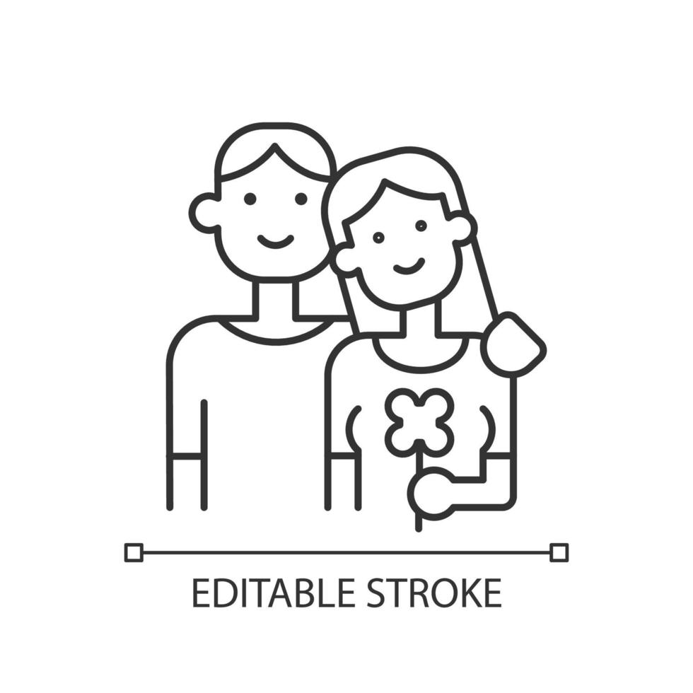 First date linear icon. Initial meeting. Tips on having successful first date. Falling in love Thin line customizable illustration. Contour symbol. Vector isolated outline drawing. Editable stroke