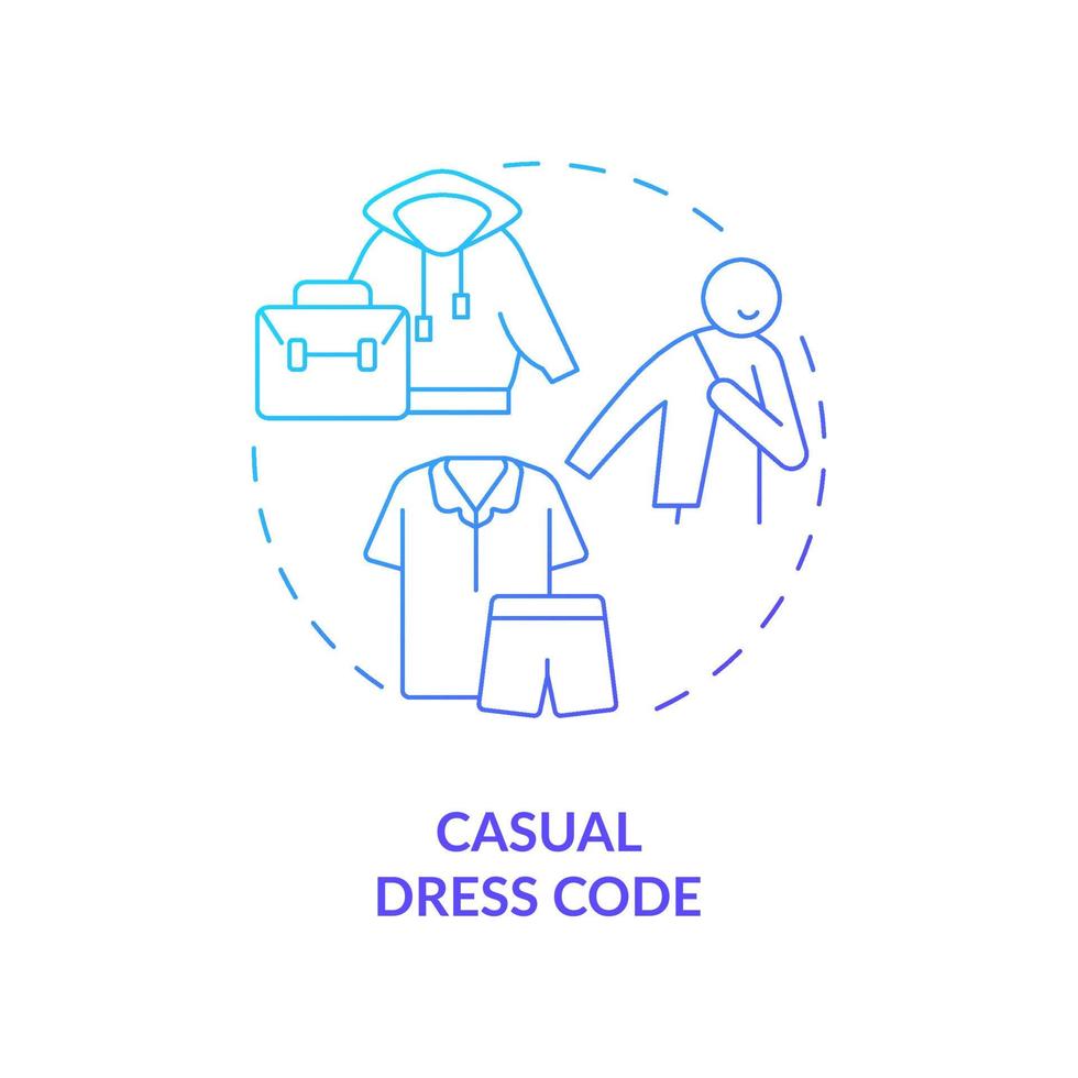 Comfortable dress code concept icon. Office free dressing policy. Informal clothing abstract idea thin line illustration. Isolated outline drawing. Roboto-Medium, Myriad Pro-Bold fonts used vector