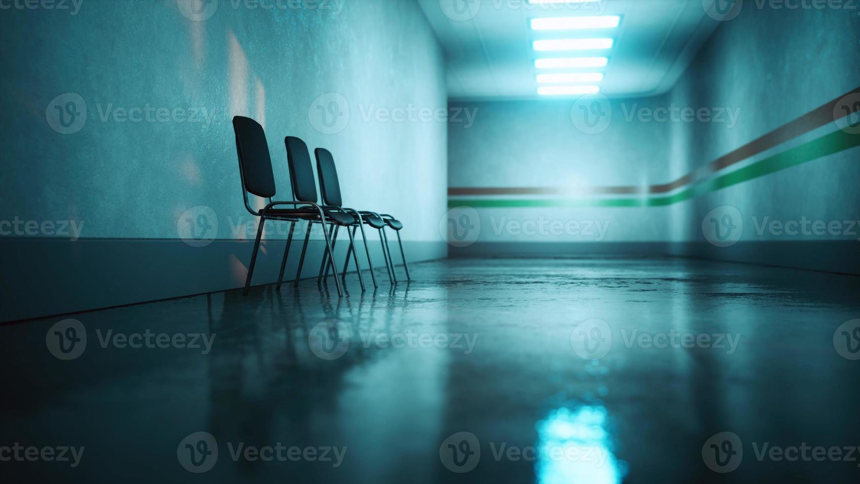 empty corridor in hospital with chairs photo