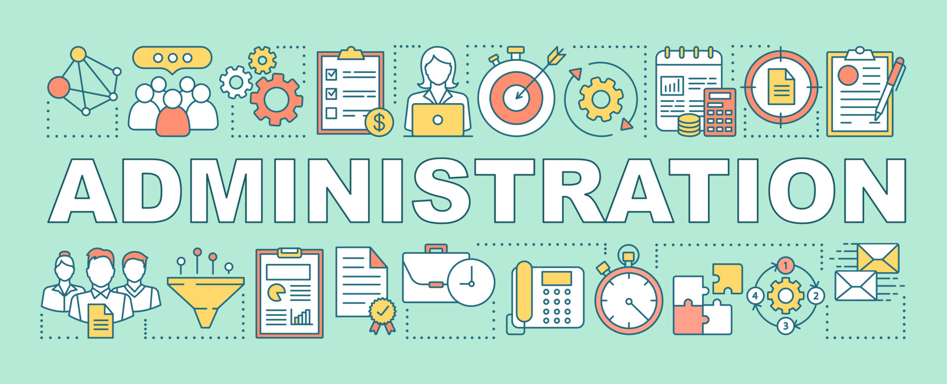 Administration word concepts banner. Business and corporate management