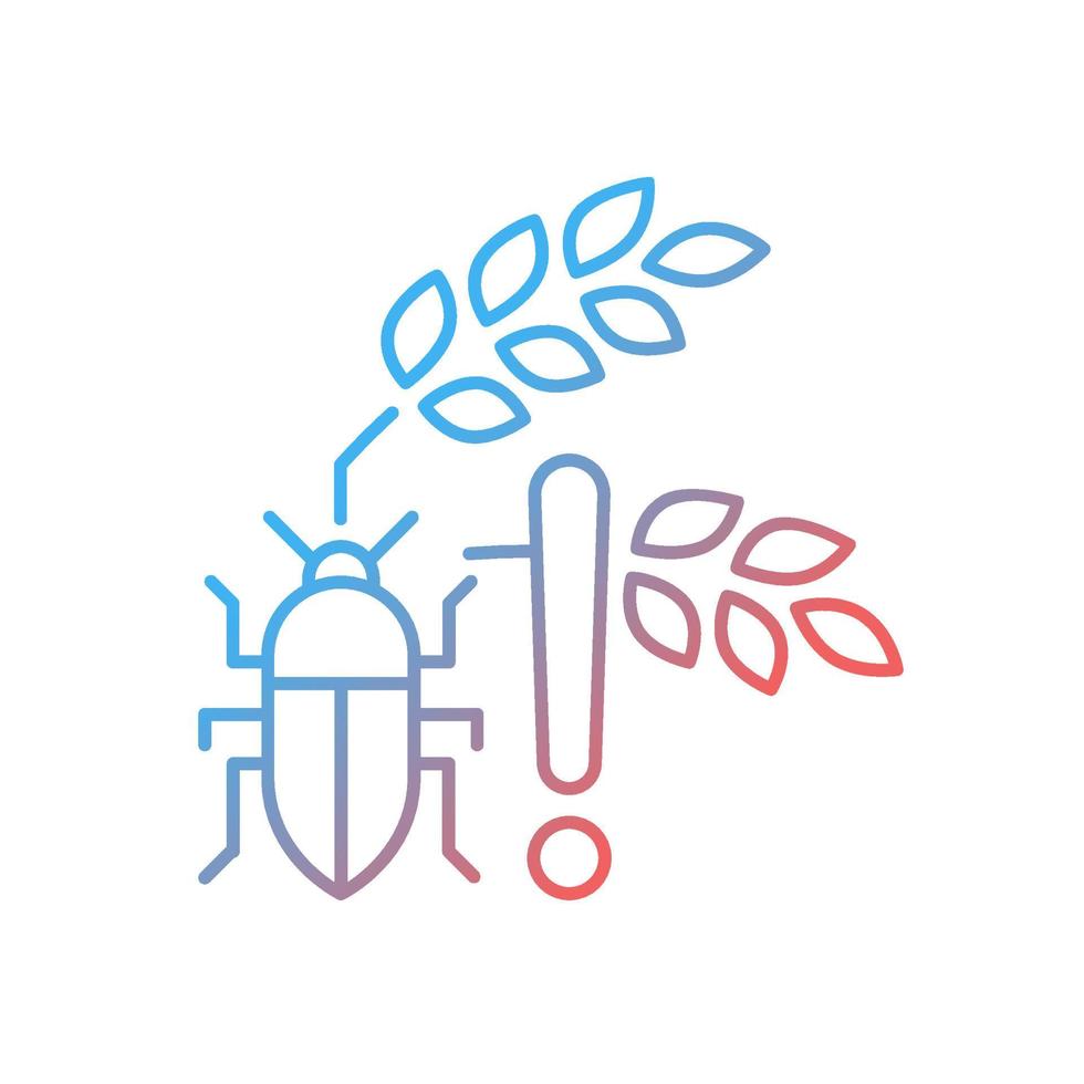 Pests danger gradient linear vector icon. Insects and diseases damage harvest. Hunger and starvation reason. Thin line color symbol. Modern style pictogram. Vector isolated outline drawing