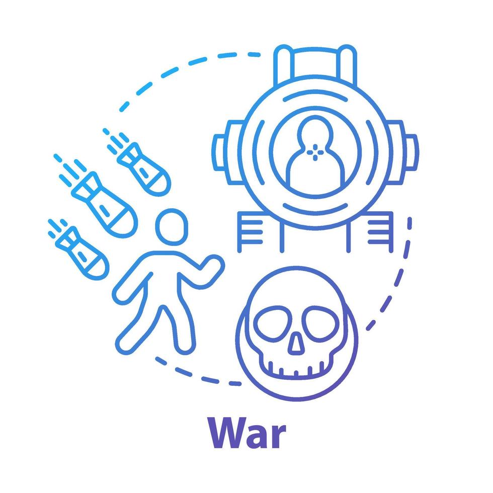 War concept icon. Military action idea thin line illustration. Warfare, terrorism. Armed forces. Offensive. Military operation, blockade, siege. Vector isolated outline drawing