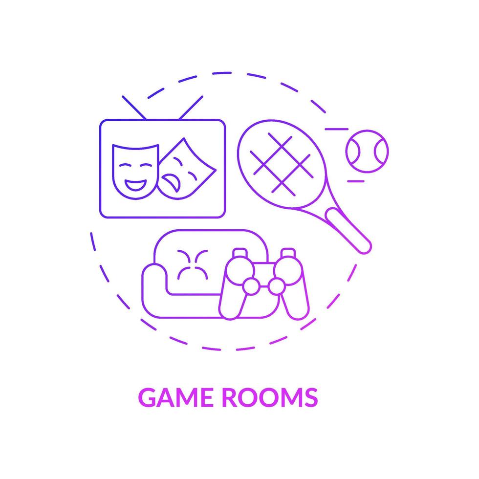 Office recreation room concept icon. Table games playing area. Work playroom abstract idea thin line illustration. Isolated outline drawing. Roboto-Medium, Myriad Pro-Bold fonts used vector