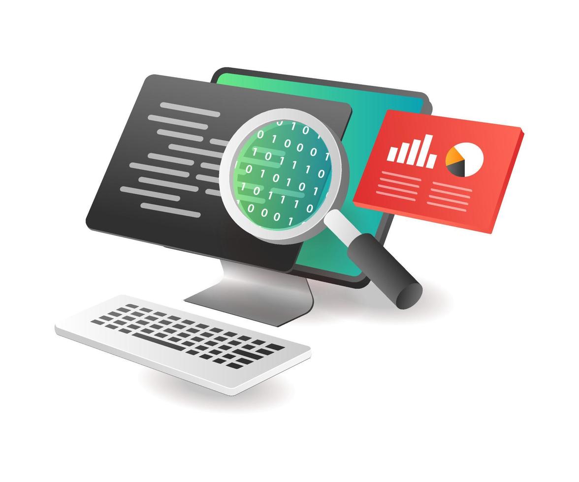 Isometric illustration concept. Recognize the programming language ...