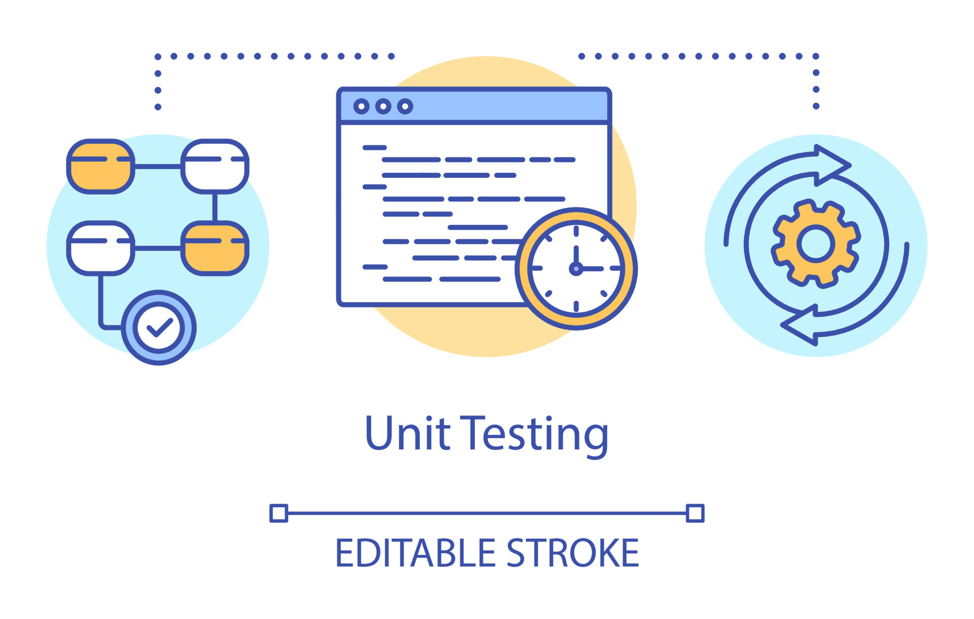 Unit testing concept icon. Examine computer program component idea thin