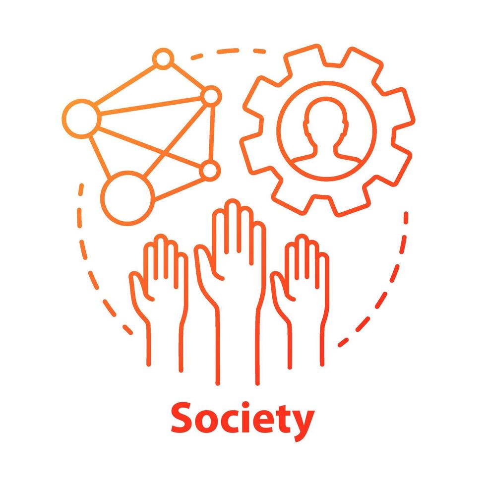 icono del concepto de sociedad. comunidad, integración social y relaciones idea ilustración de línea delgada. responsabilidad social, solidaridad y tolerancia. dibujo de contorno aislado vectorial vector