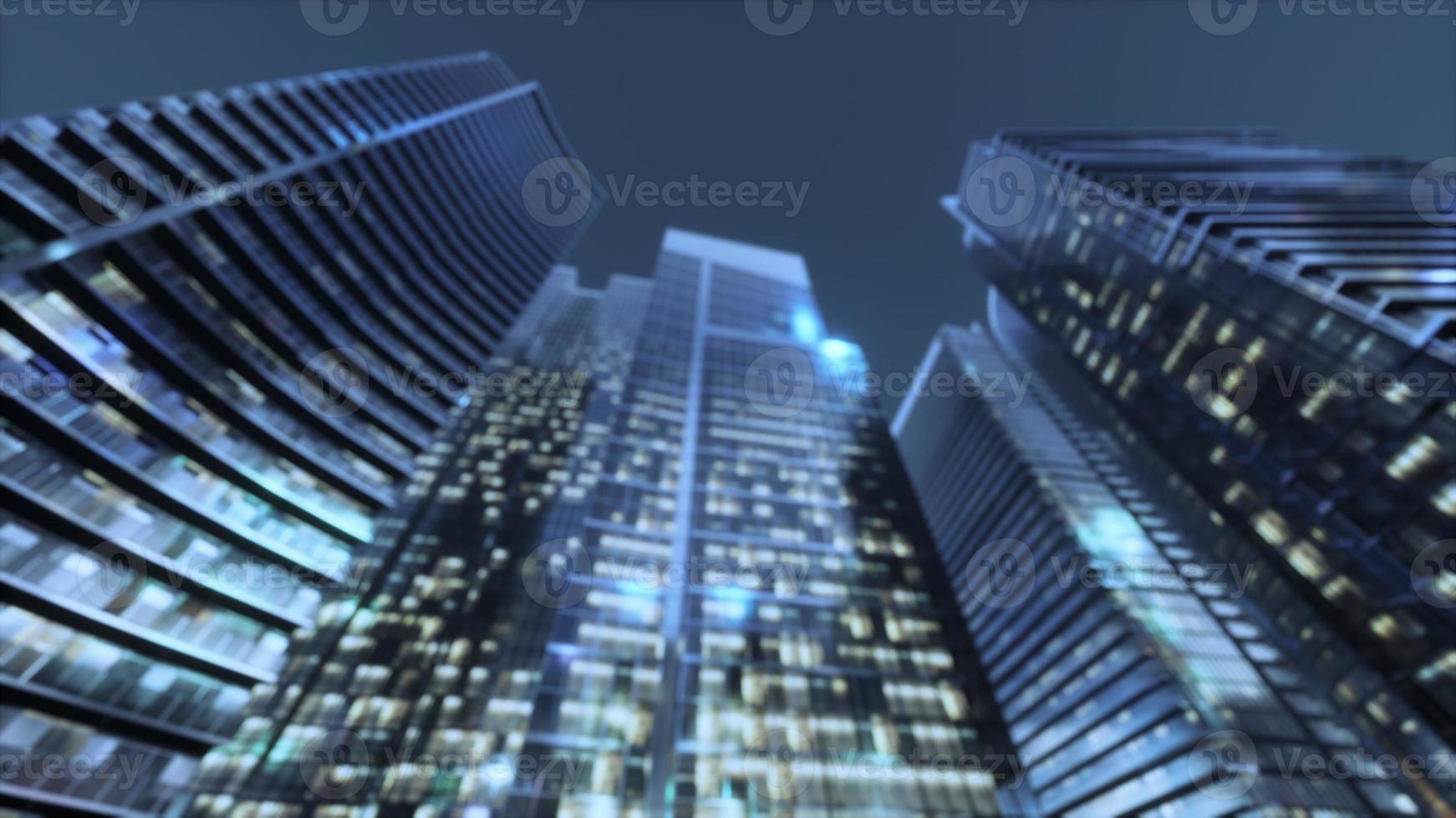 Abstract blurred bokeh at night of city as for business district background photo