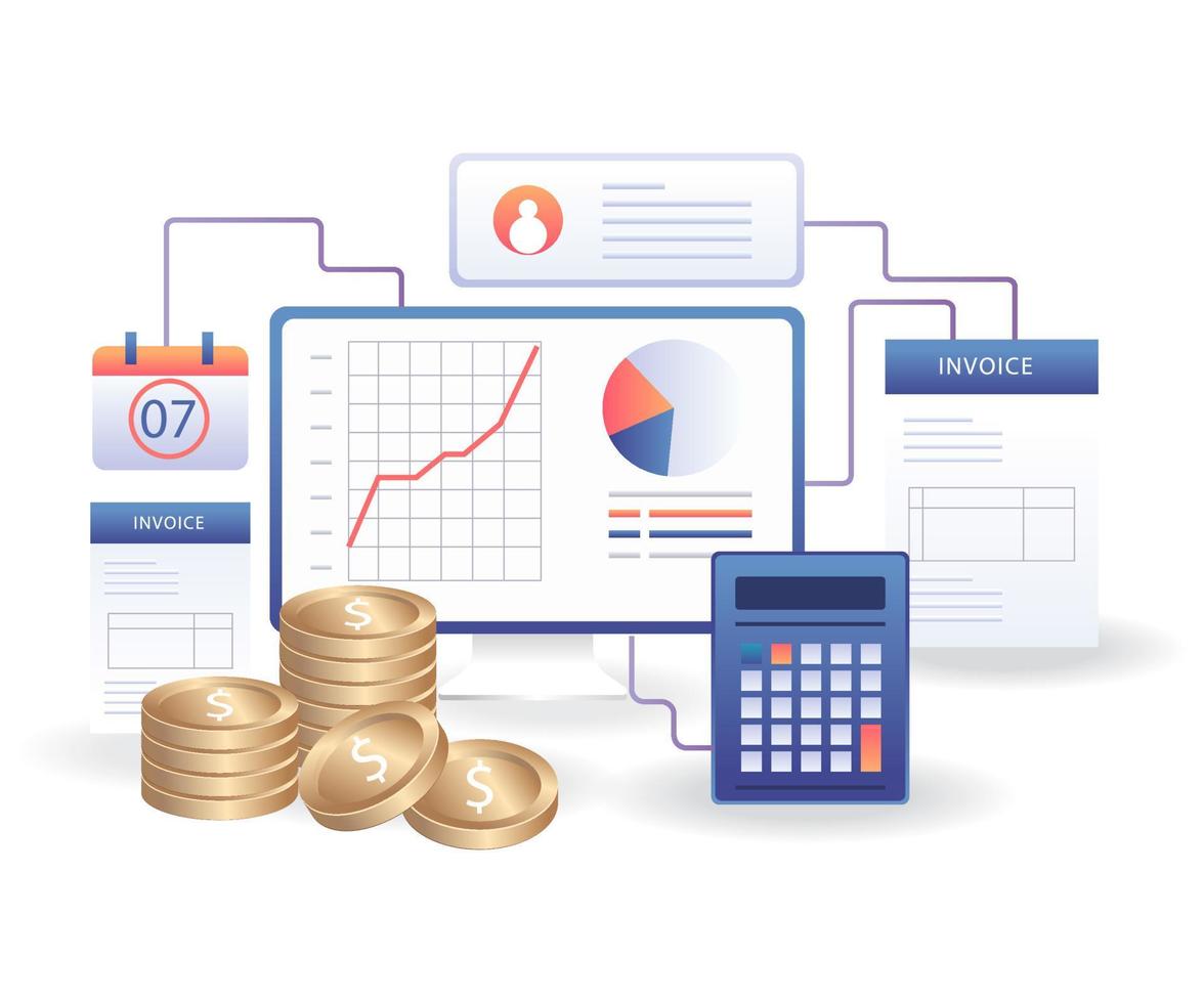 análisis de datos de informes de facturas vector