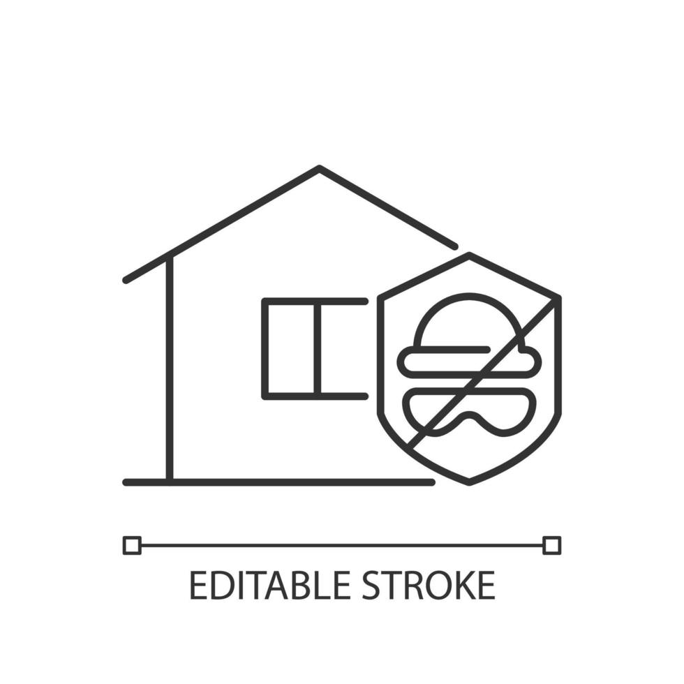 Security against burglary linear icon. Burglar alarm installation. Protect home against intruders. Thin line customizable illustration. Contour symbol. Vector isolated outline drawing. Editable stroke