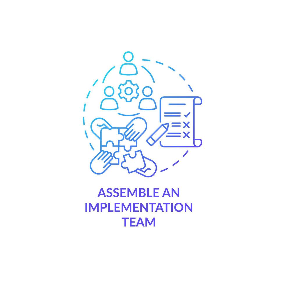 armar un icono de concepto de equipo de ejecución. construir relaciones de colaboración. programa de realización del plan soporte idea abstracta ilustración de línea delgada. dibujo de color de contorno aislado vectorial vector